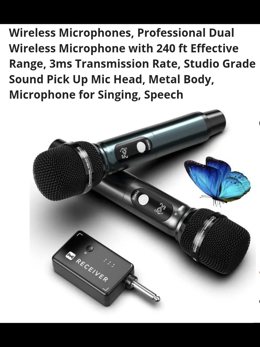 Wireless Dual Handheld Microphone Set - Black